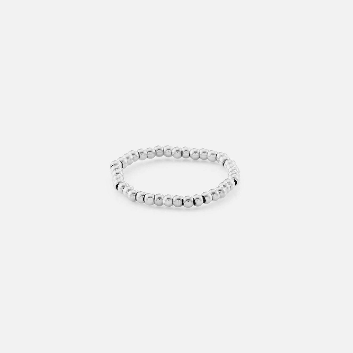 Ring balletjes stretch zilver - Desieradenconcurrent.nl