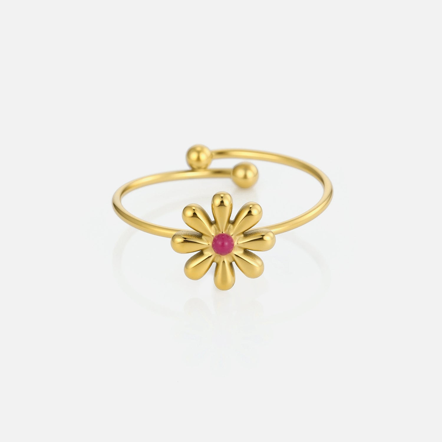 Ring bloem met steentje goud - Desieradenconcurrent.nl