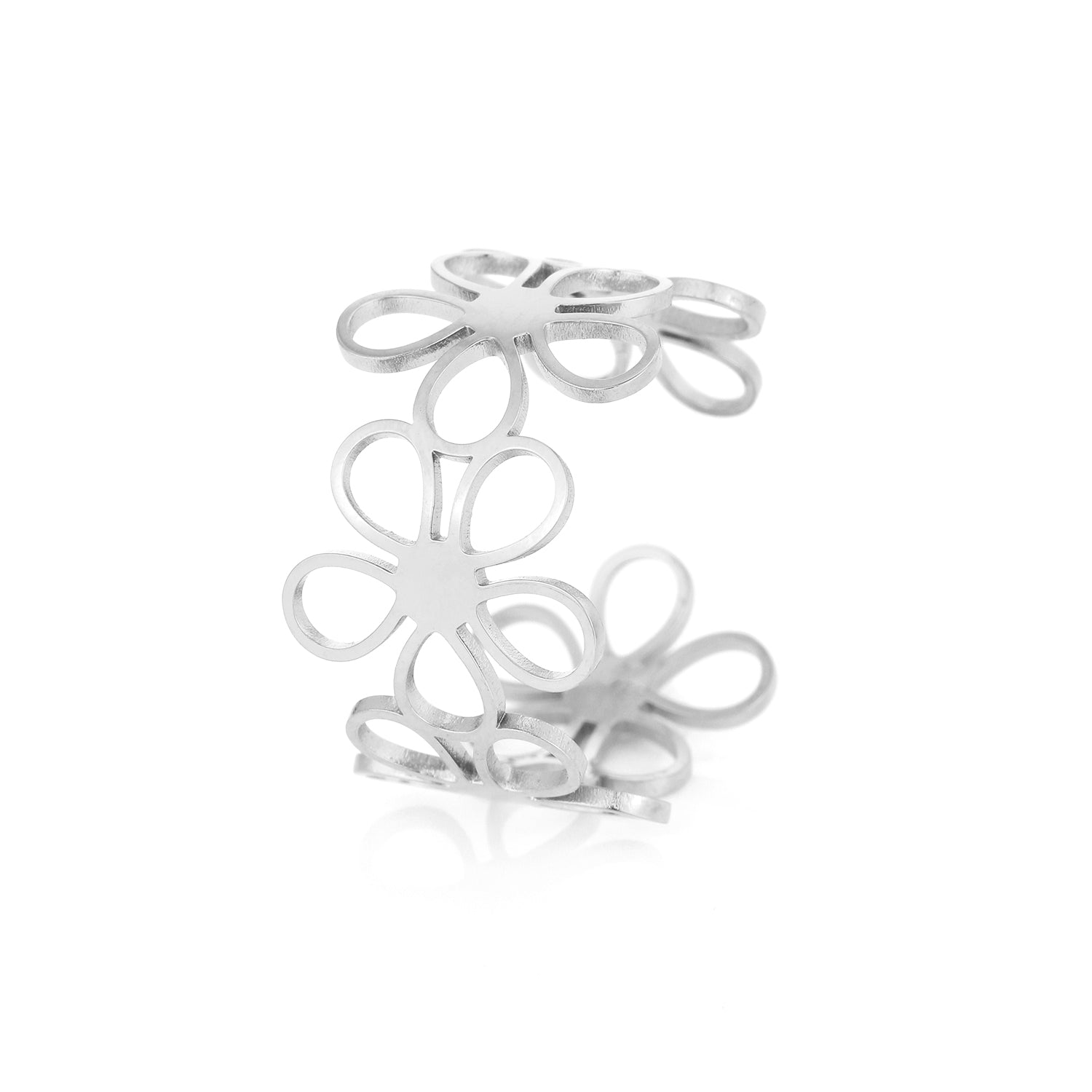 Ring connected flowers zilver - Desieradenconcurrent.nl