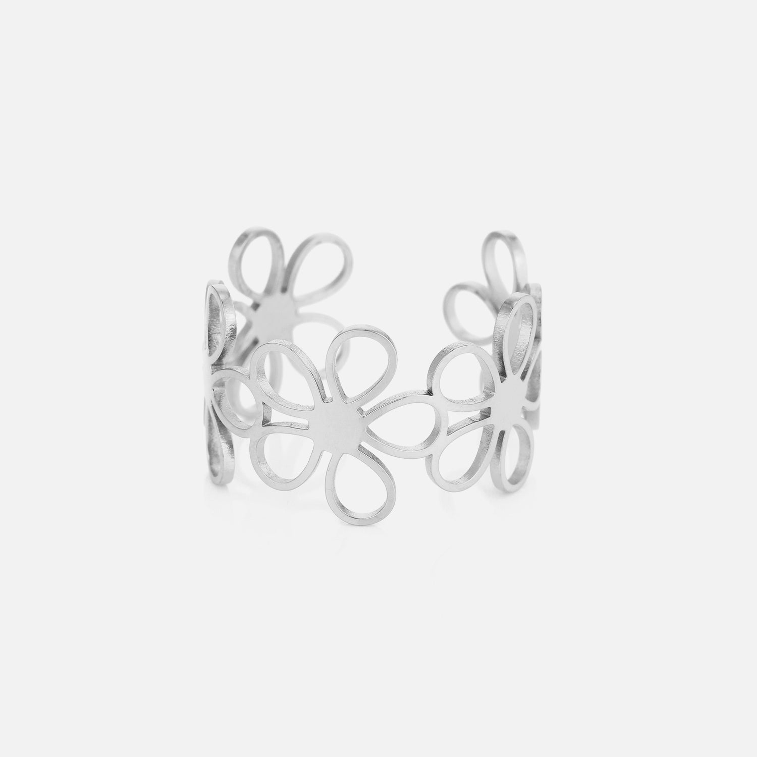 Ring connected flowers zilver - Desieradenconcurrent.nl