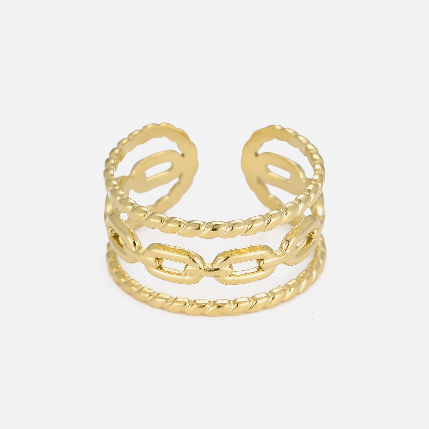 Ring drielaags schakel goud - Desieradenconcurrent.nl