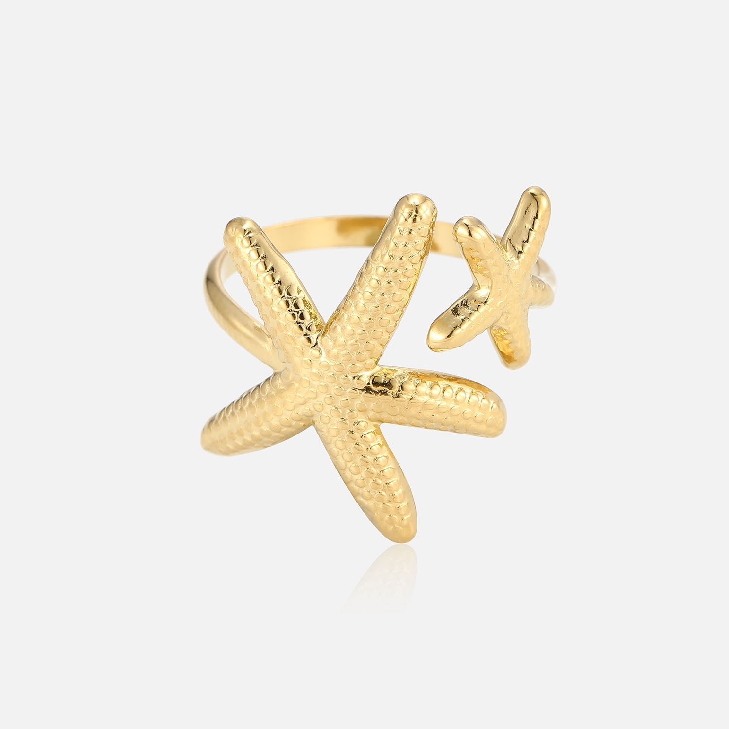 Ring dubbele zeester goud - Desieradenconcurrent.nl