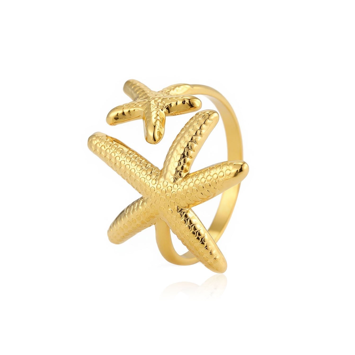 Ring dubbele zeester goud - Desieradenconcurrent.nl