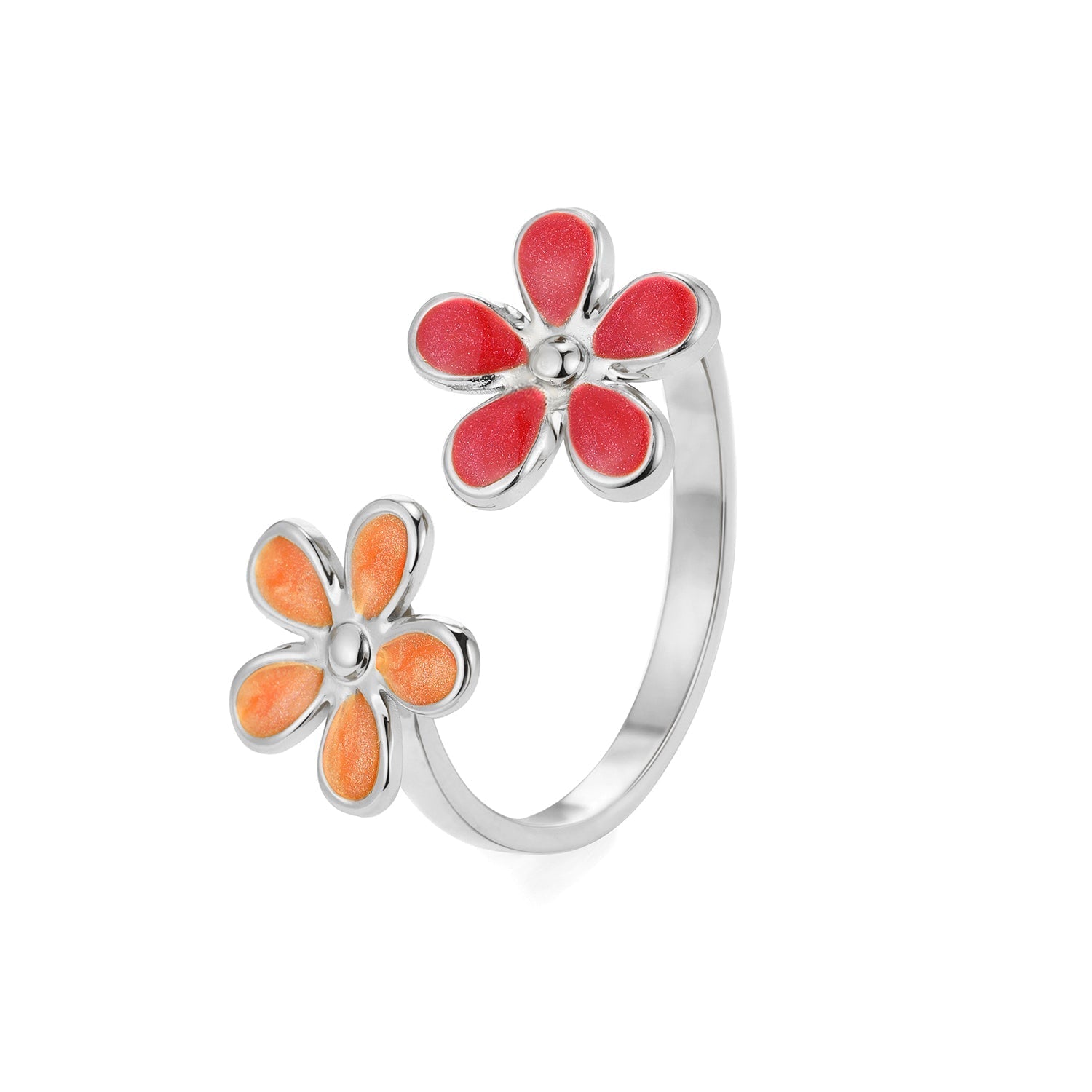 Ring gekleurde bloemen zilver - Desieradenconcurrent.nl