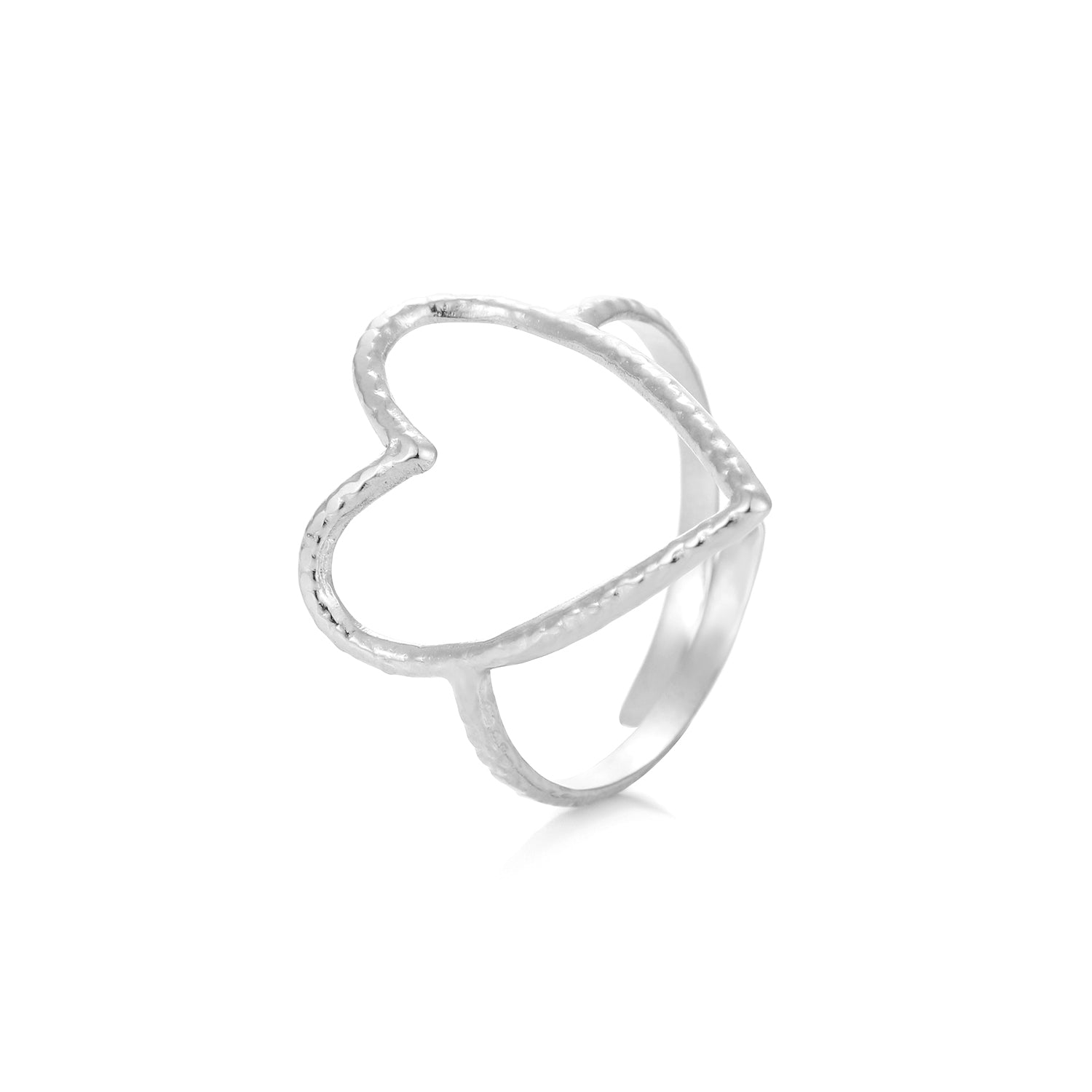 Ring grote open hart zilver - Desieradenconcurrent.nl