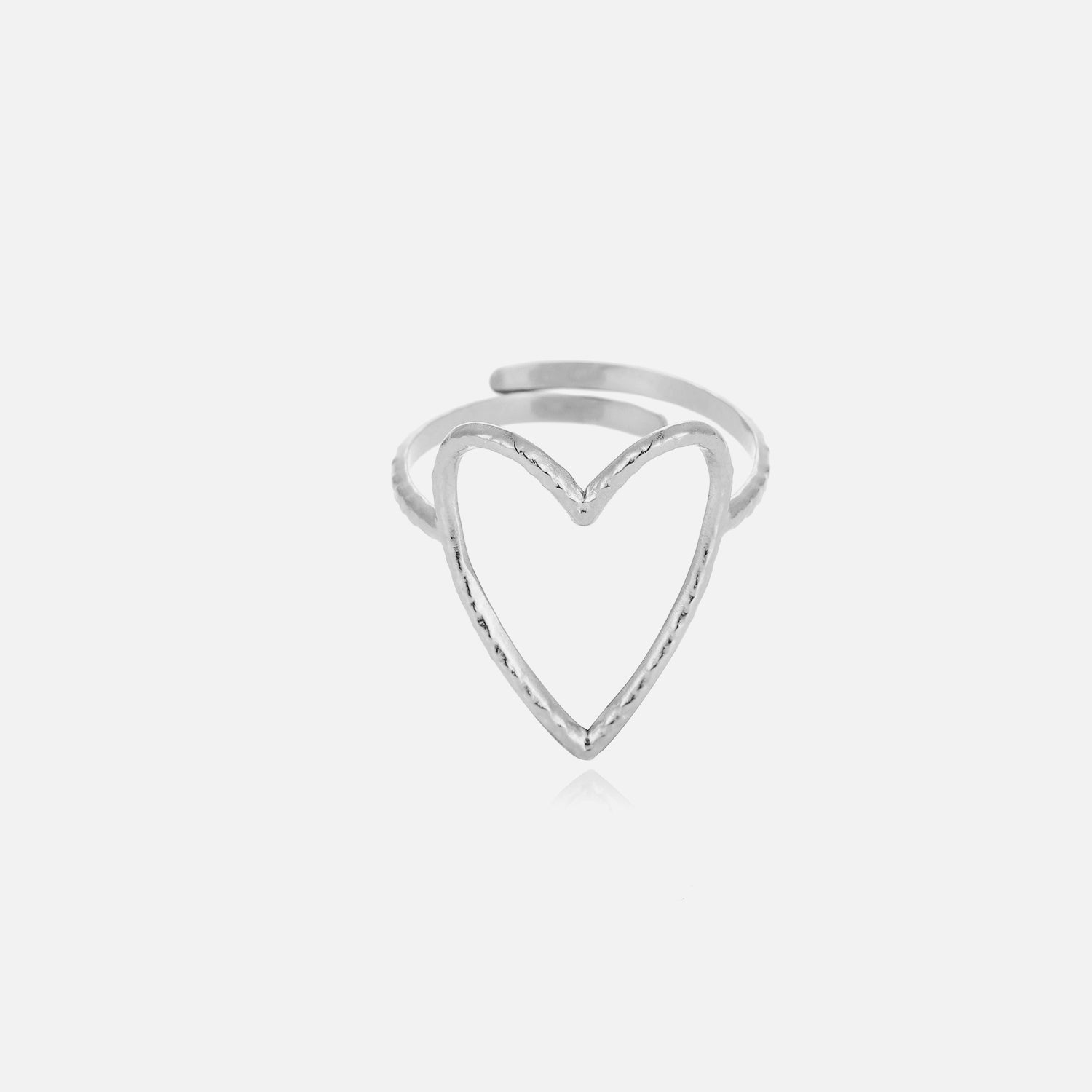 Ring grote open hart zilver - Desieradenconcurrent.nl