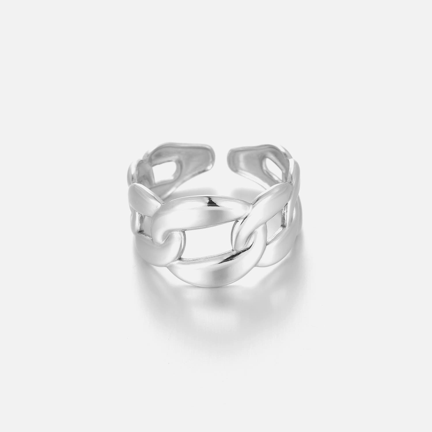 Ring grote schakel zilver - Desieradenconcurrent.nl
