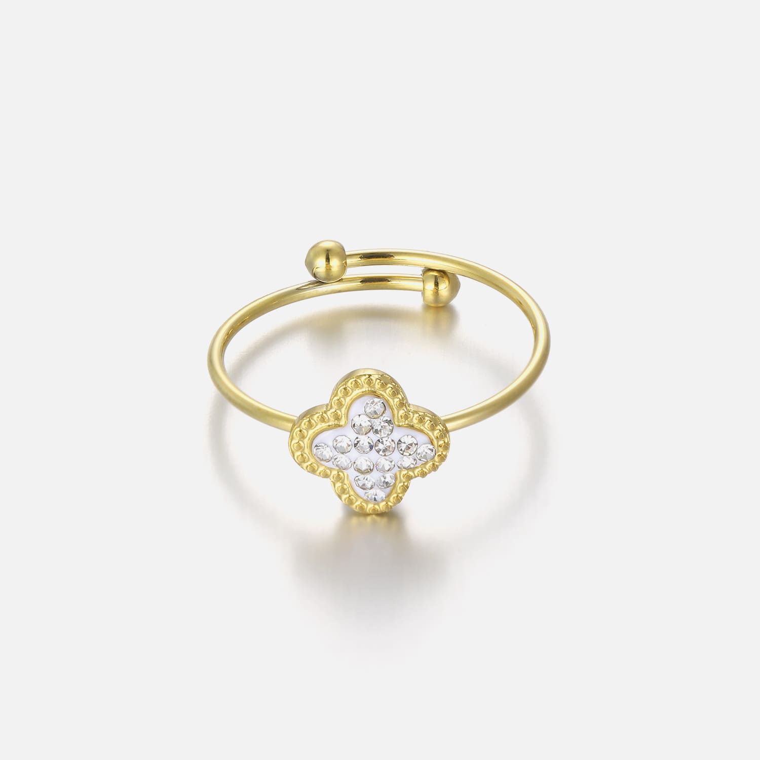 Ring klaver steentjes goud - Desieradenconcurrent.nl