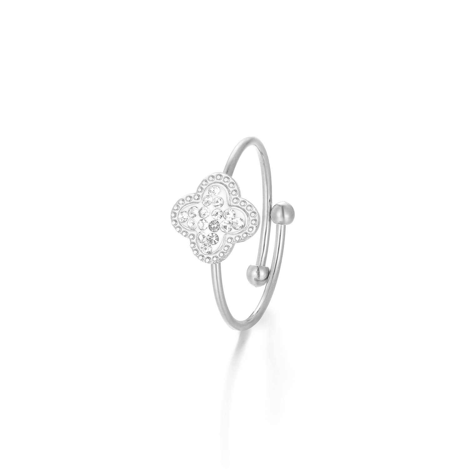 Ring klaver steentjes zilver - Desieradenconcurrent.nl