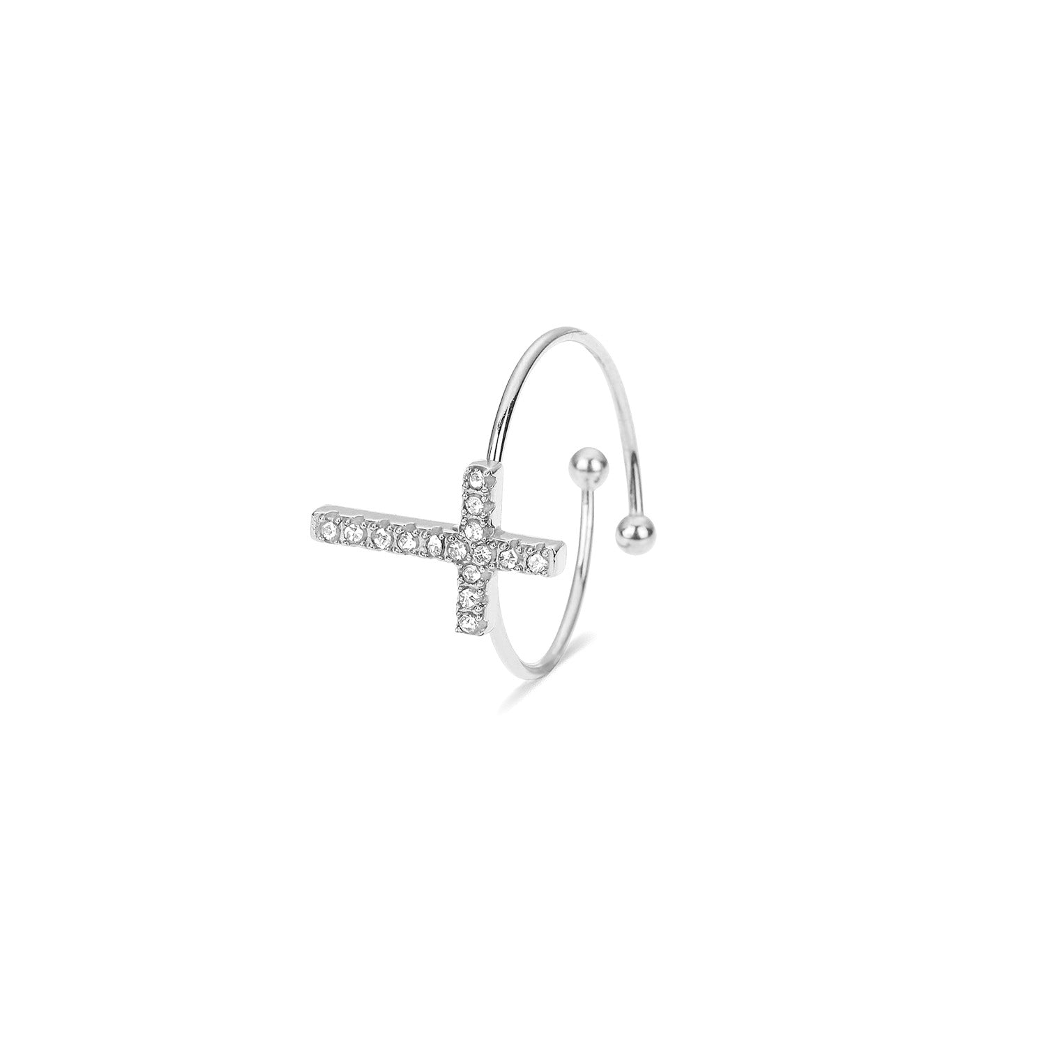 Ring kruisje steentjes zilver - Desieradenconcurrent.nl