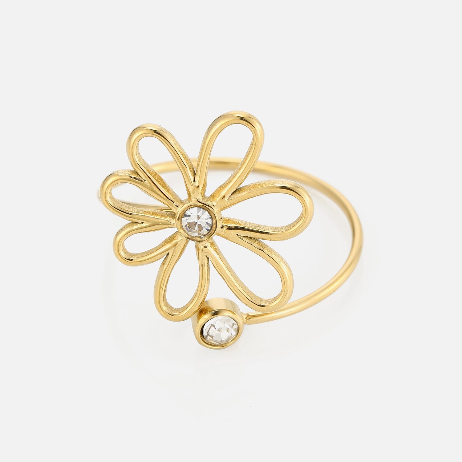 Ring open bloem steentjes goud - Desieradenconcurrent.nl