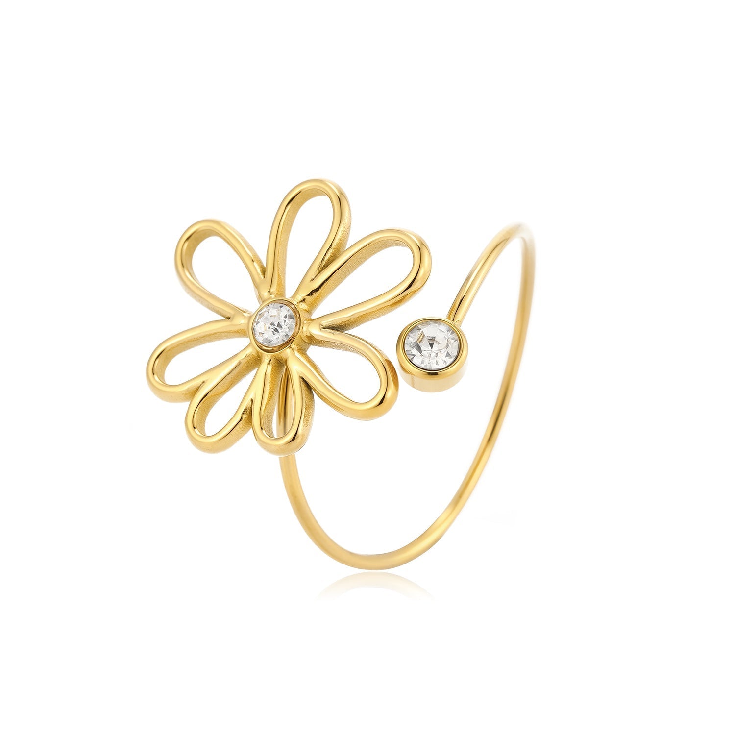 Ring open bloem steentjes goud - Desieradenconcurrent.nl