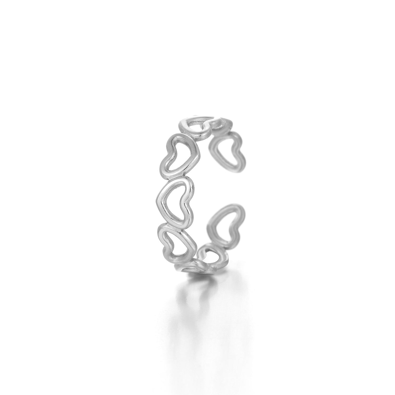 Ring open hartjes zilver - Desieradenconcurrent.nl
