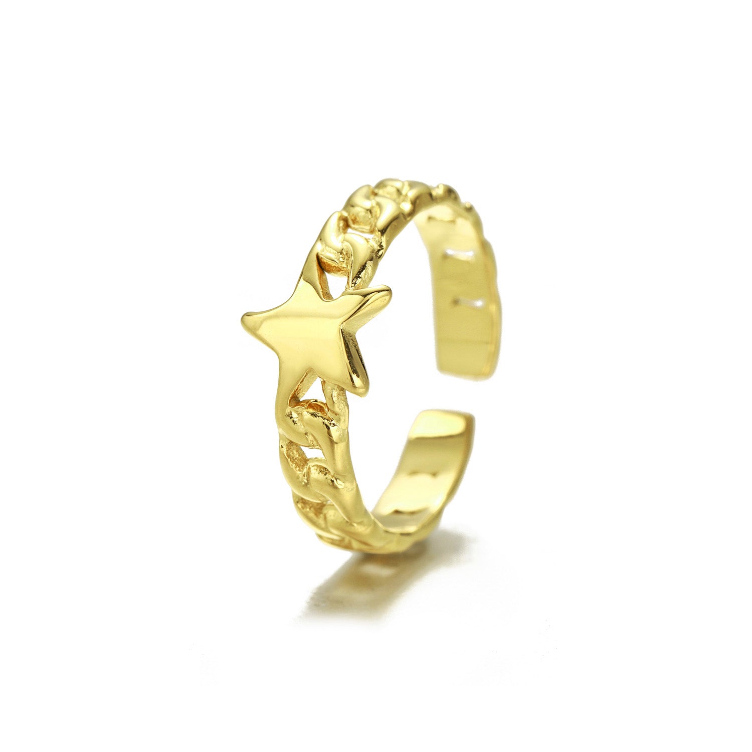 Ring schakel ster goud - Desieradenconcurrent.nl