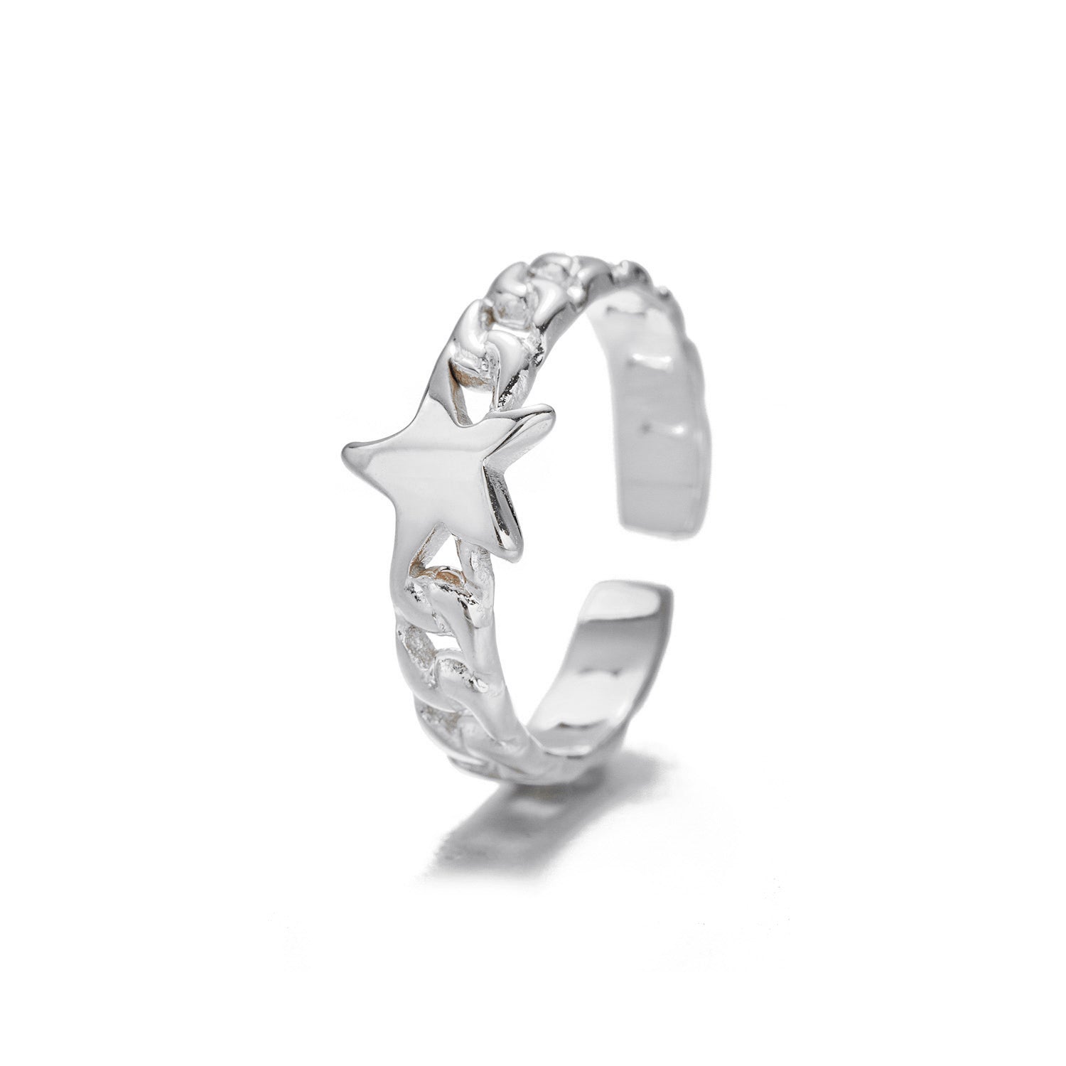 Ring schakel ster zilver - Desieradenconcurrent.nl