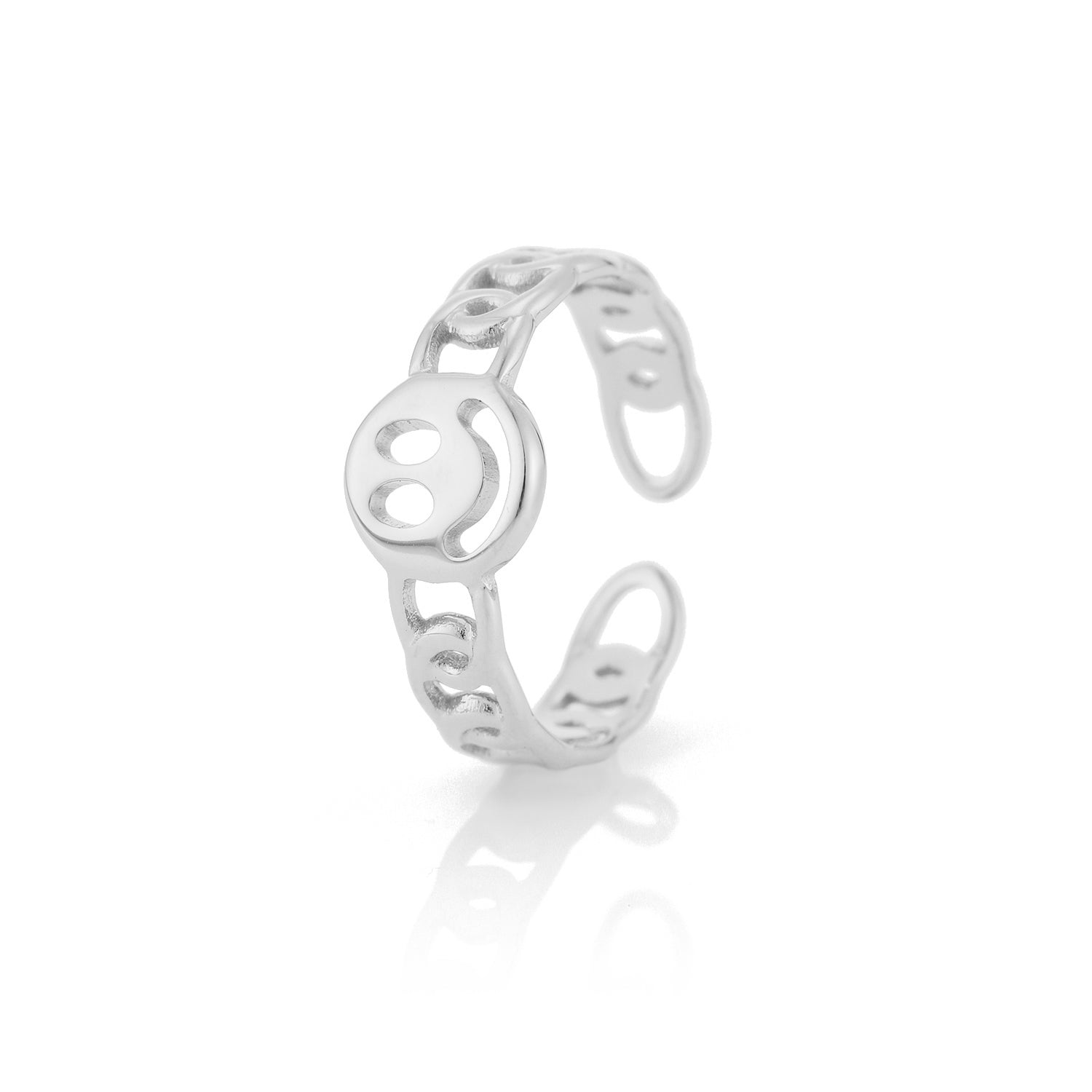 Ring smiley zilver - Desieradenconcurrent.nl