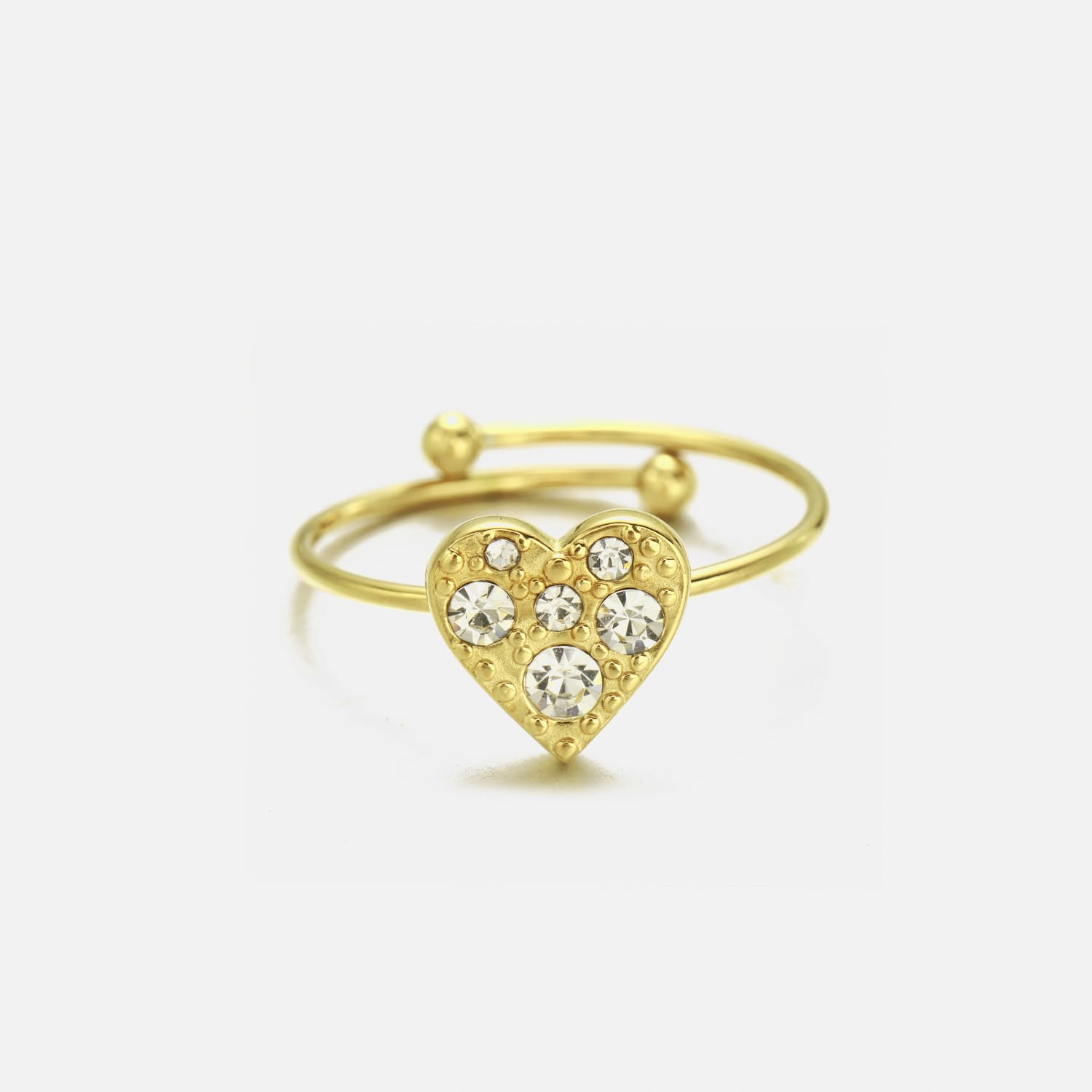 Ring steentjes hart goud - Desieradenconcurrent.nl