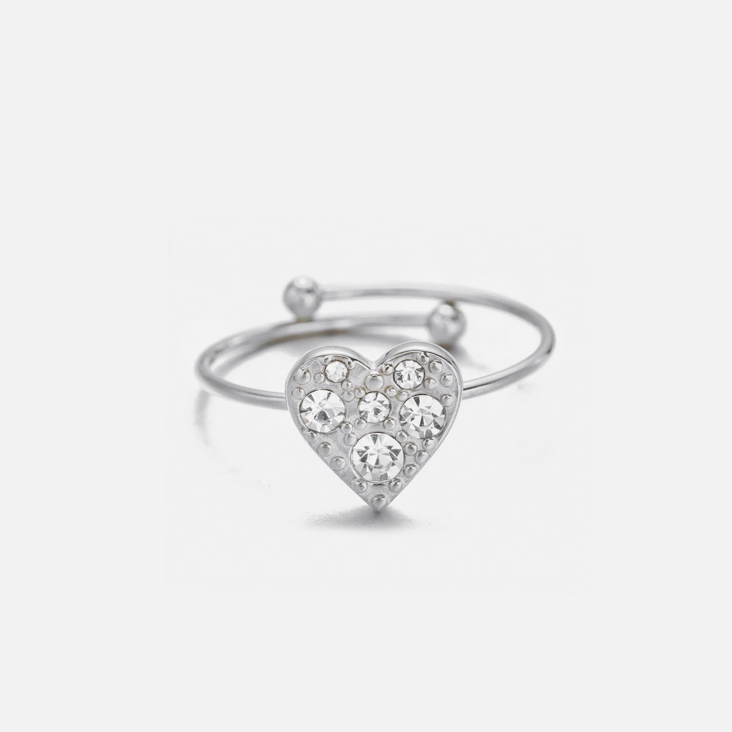 Ring steentjes hart zilver - Desieradenconcurrent.nl