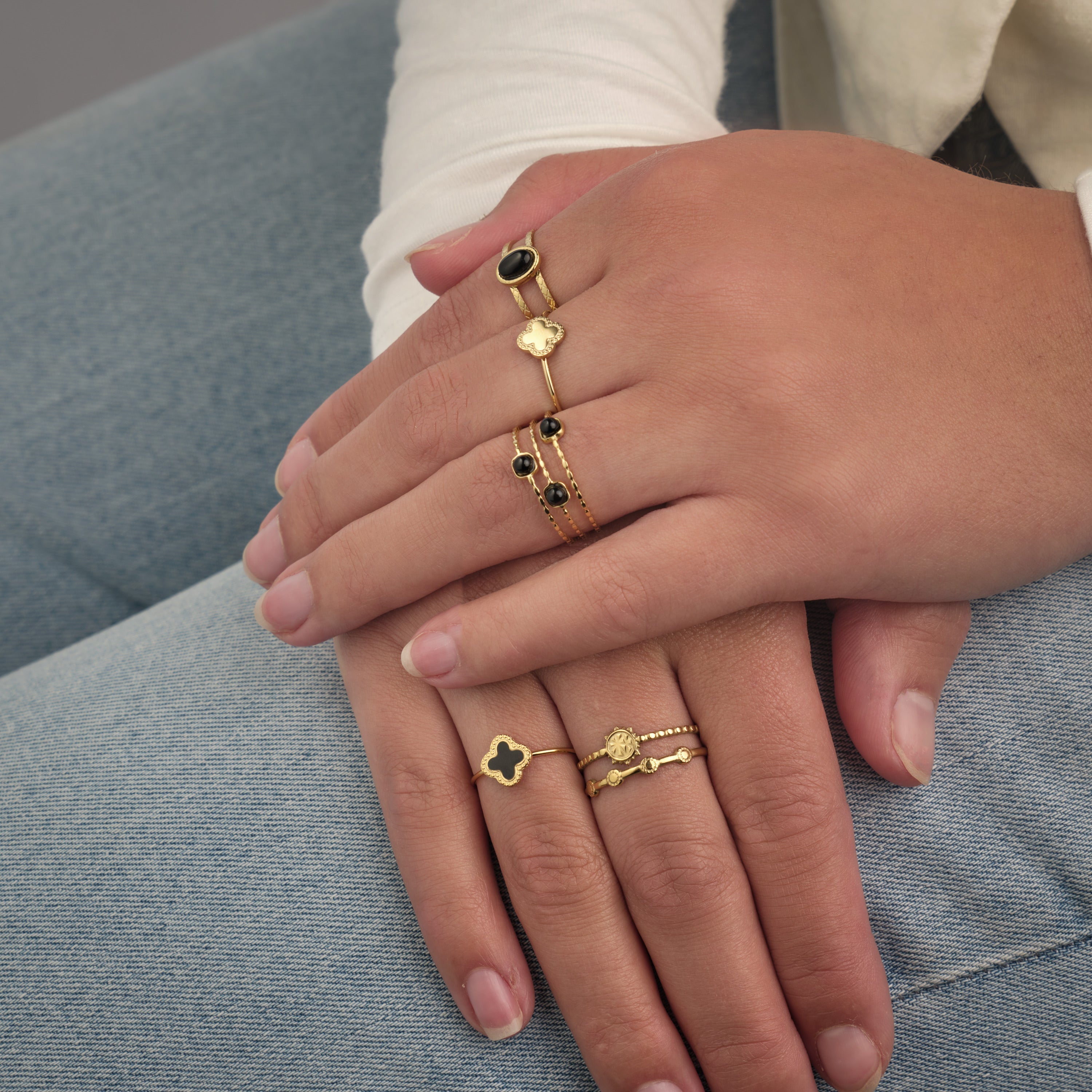 Ring three gems black goud - Desieradenconcurrent.nl
