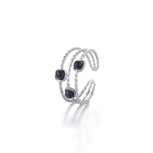 Ring three gems black zilver - Desieradenconcurrent.nl