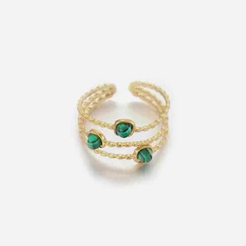 Ring three gems green goud - Desieradenconcurrent.nl