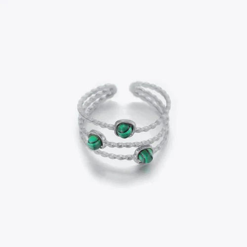 Ring three gems green zilver - Desieradenconcurrent.nl