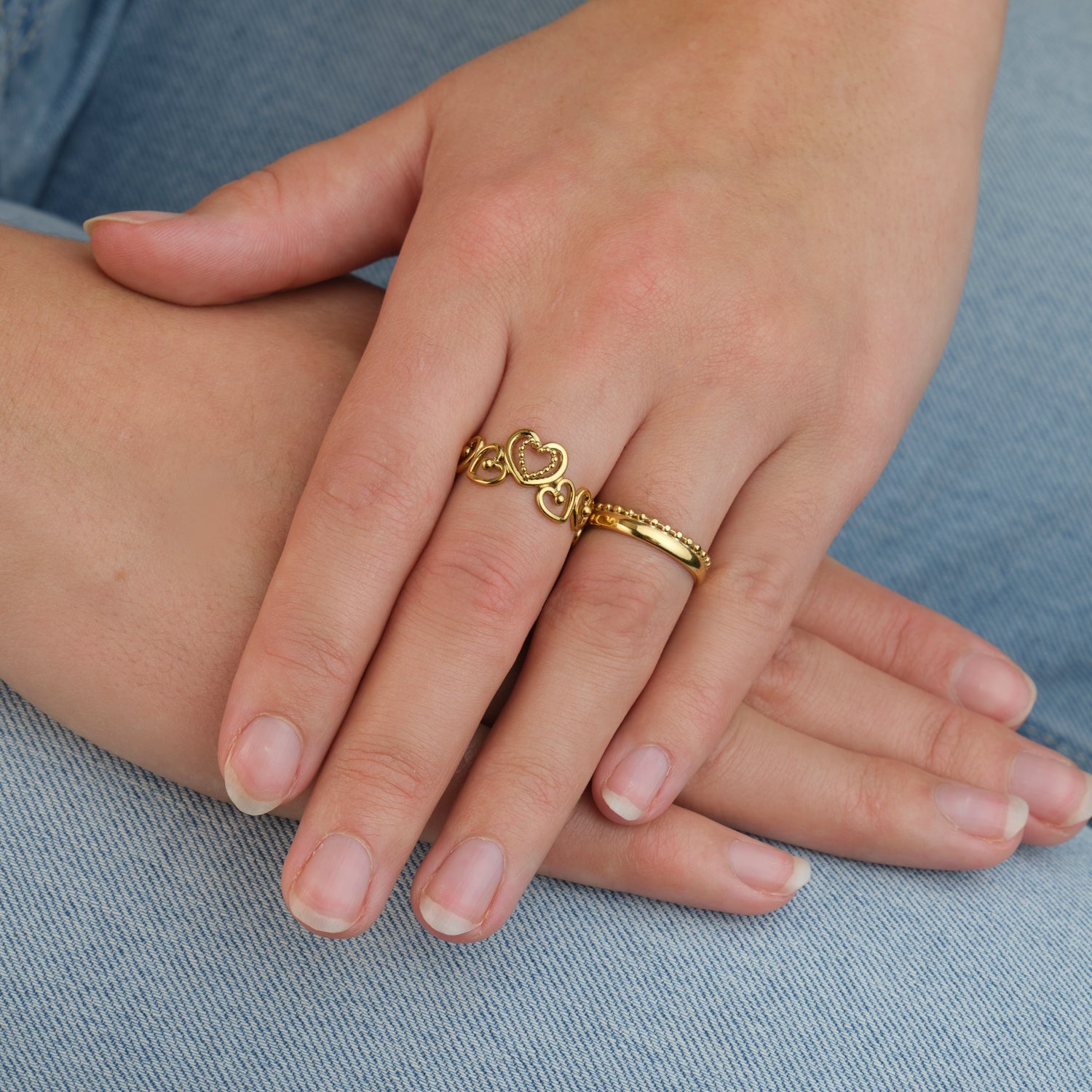 Ring tweelaags bolletjes goud - Desieradenconcurrent.nl