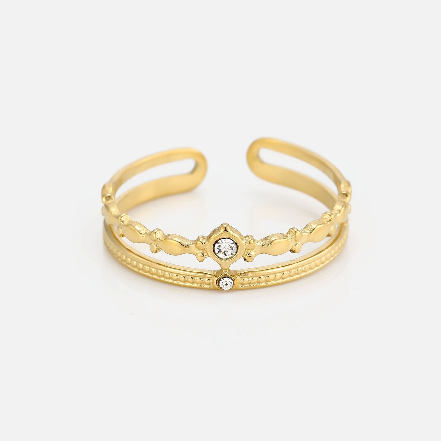 Ring tweelaags strass goud - Desieradenconcurrent.nl