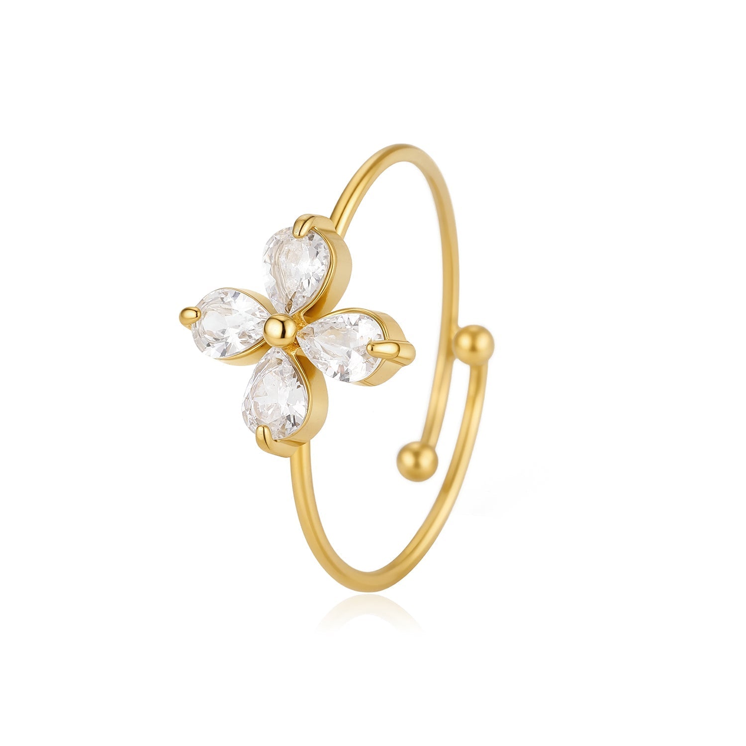 Ring zirconia bloem goud - Desieradenconcurrent.nl