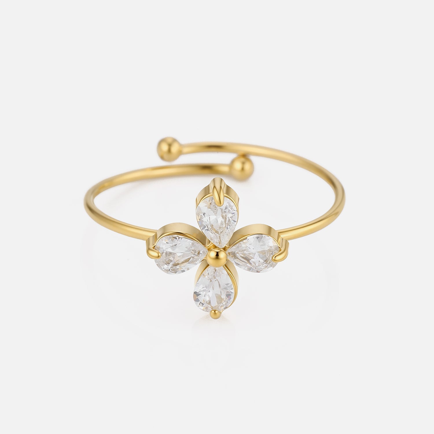 Ring zirconia bloem goud - Desieradenconcurrent.nl