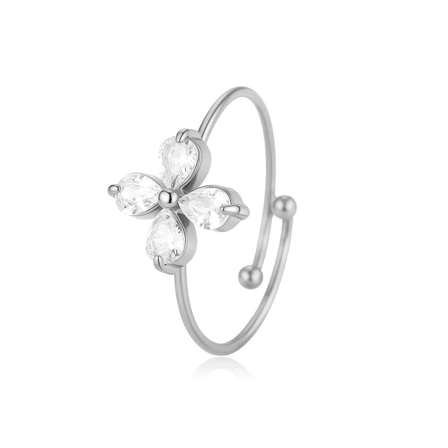 Ring zirconia bloem zilver - Desieradenconcurrent.nl