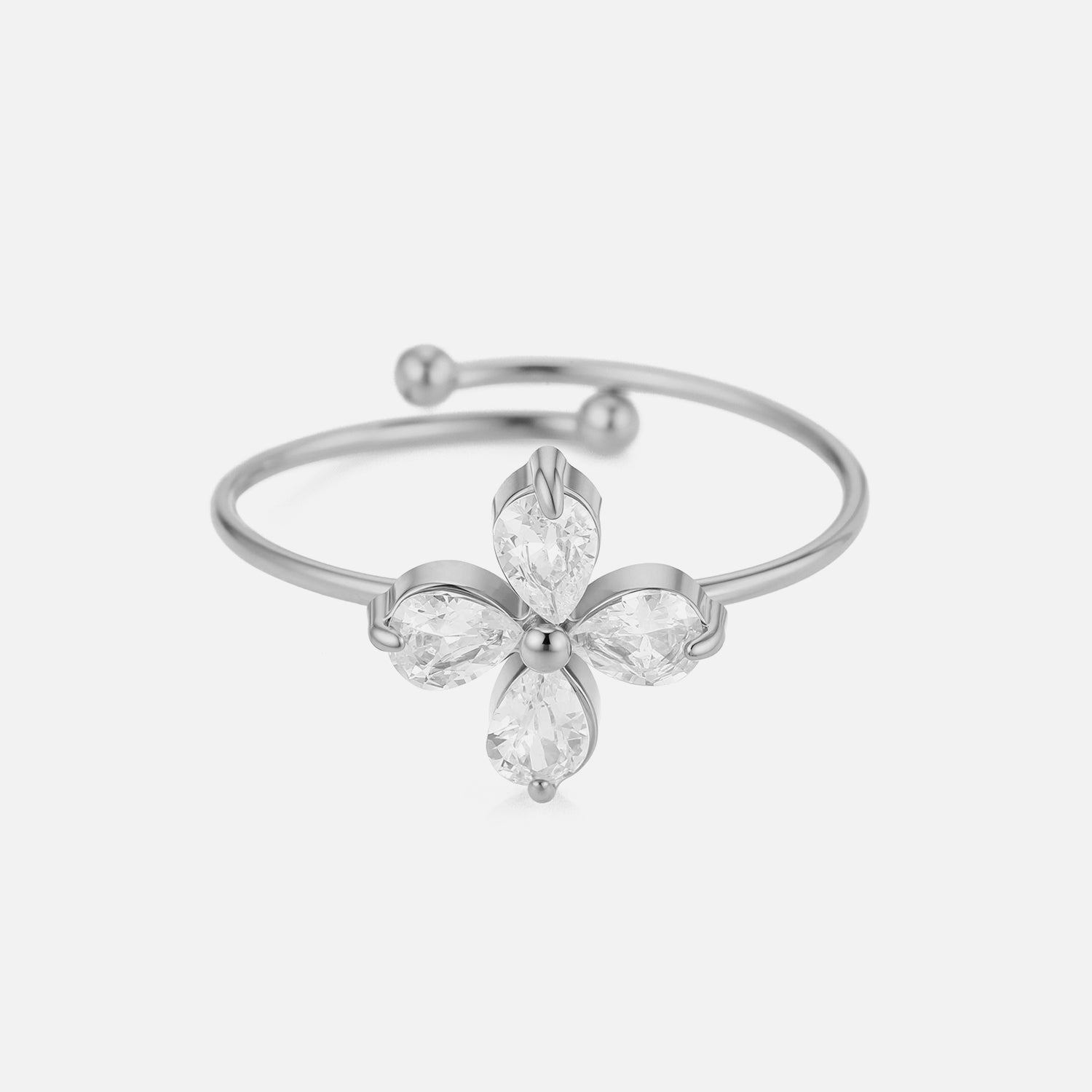 Ring zirconia bloem zilver - Desieradenconcurrent.nl