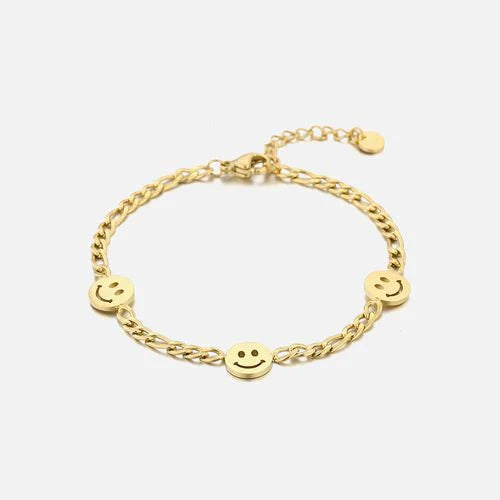 Schakelarmband smiley faces goud - Desieradenconcurrent.nl