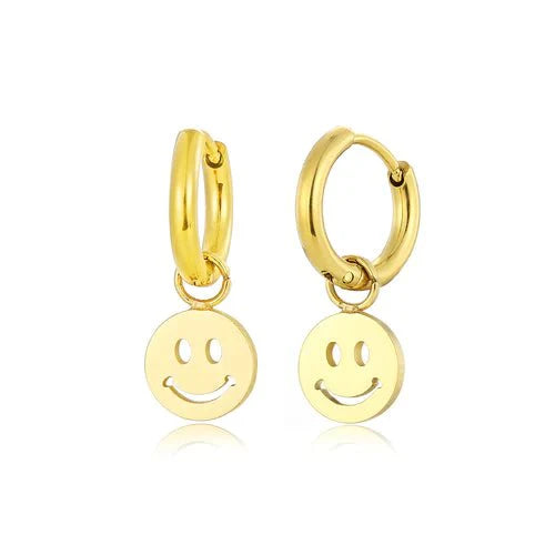 Smiley oorbellen goud - Desieradenconcurrent.nl