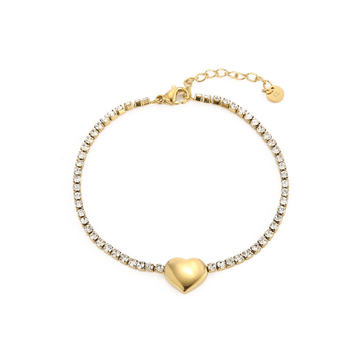 Tennis armband hartje goud - Desieradenconcurrent.nl