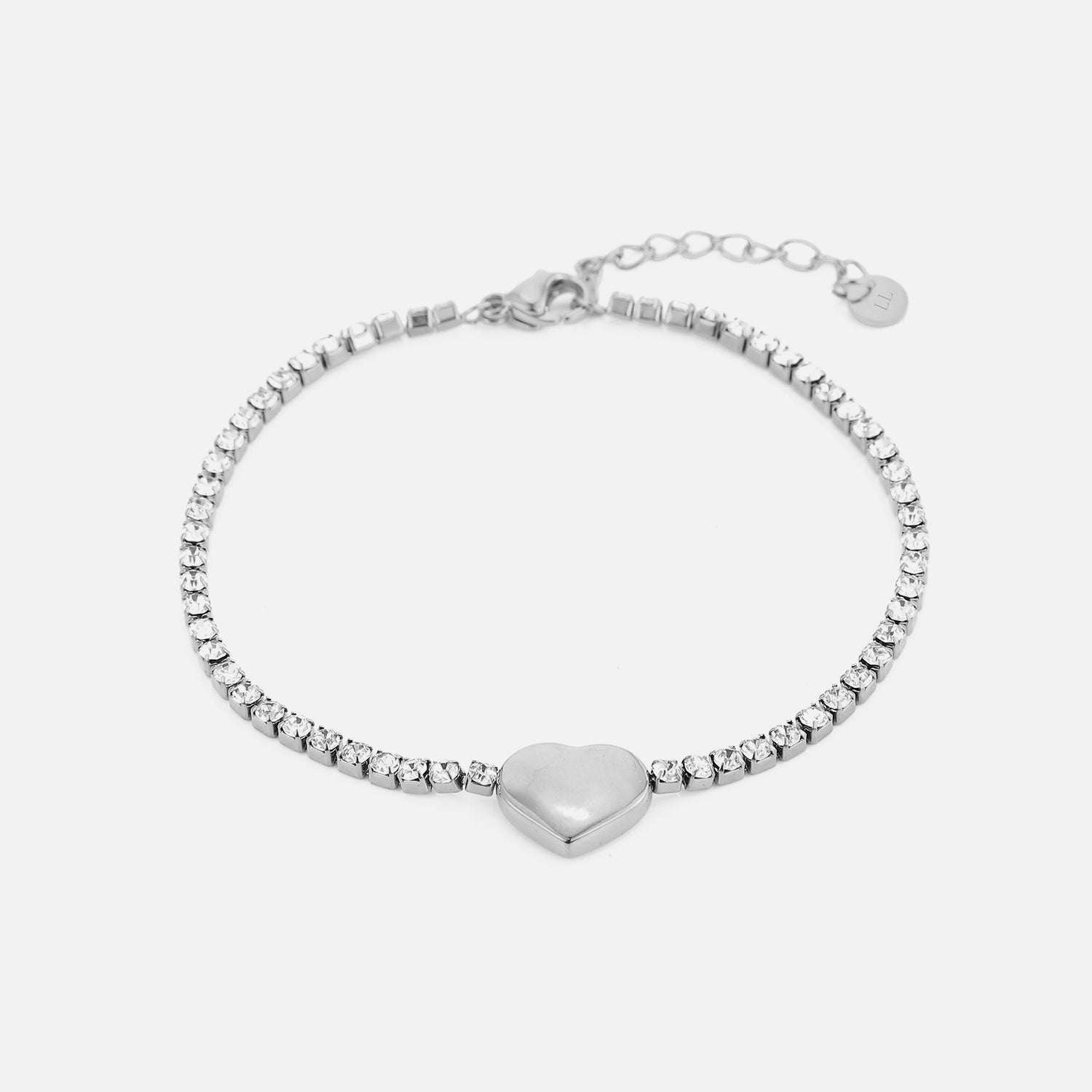 Tennis armband hartje zilver - Desieradenconcurrent.nl