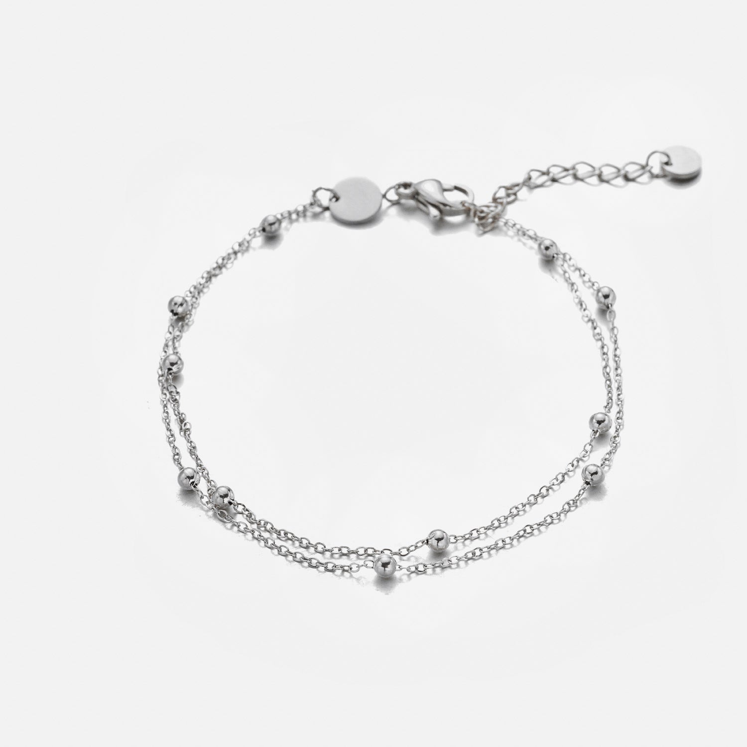 Tweelaags bolletjes armband zilver - Desieradenconcurrent.nl