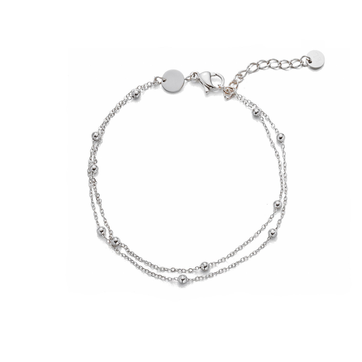 Tweelaags bolletjes armband zilver - Desieradenconcurrent.nl