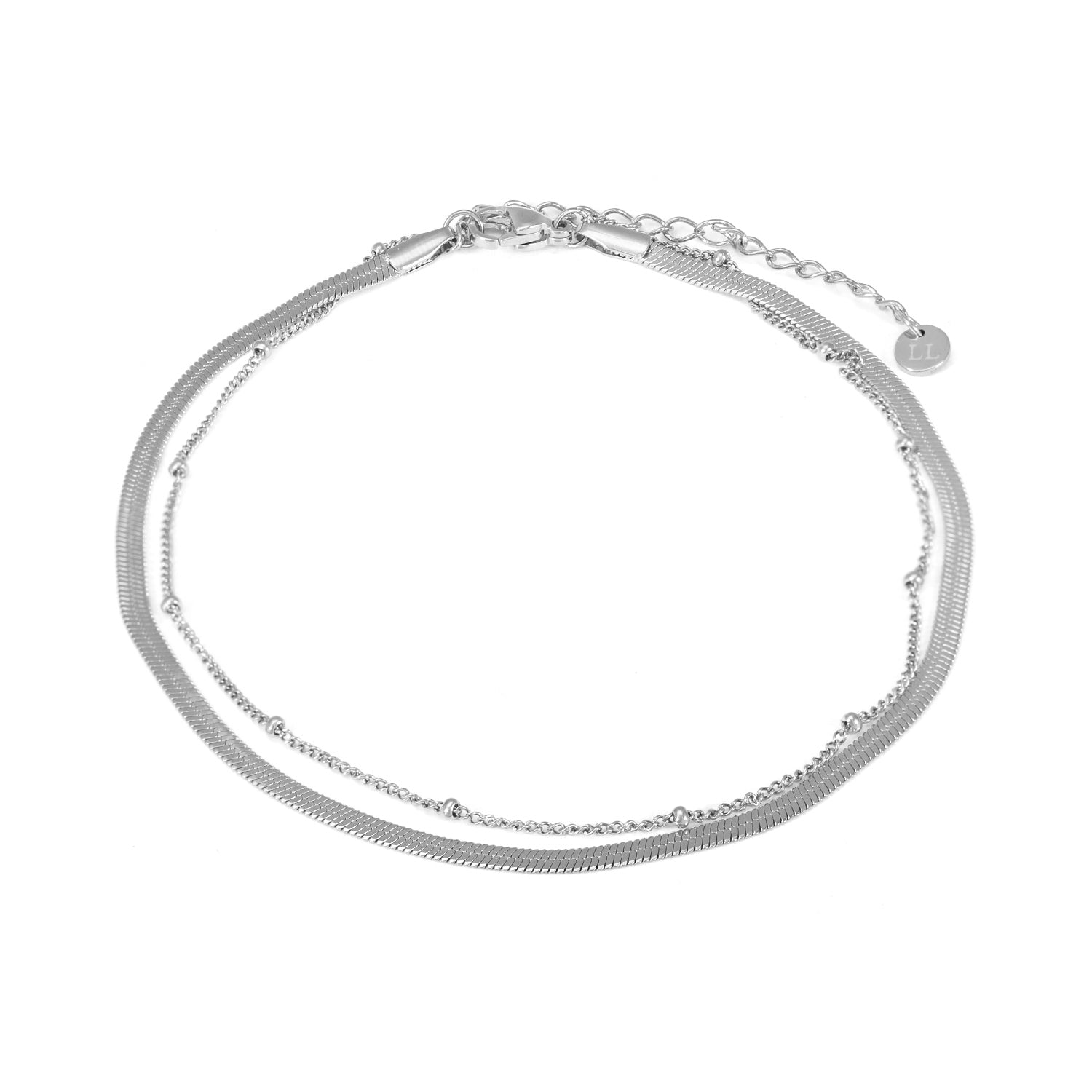 Layered Bangle Anklet with Beads