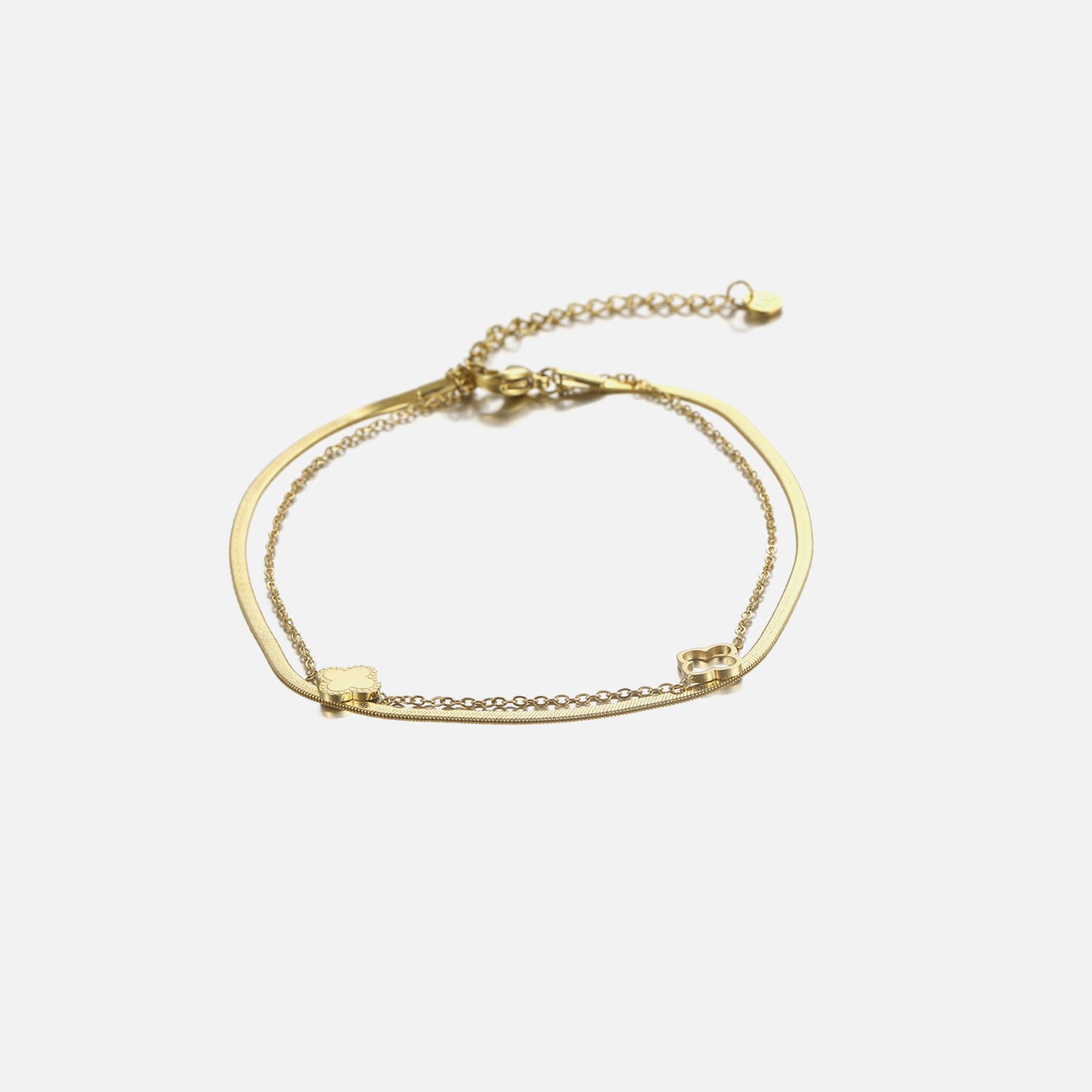 Tweelaags klaver armband goud - Desieradenconcurrent.nl