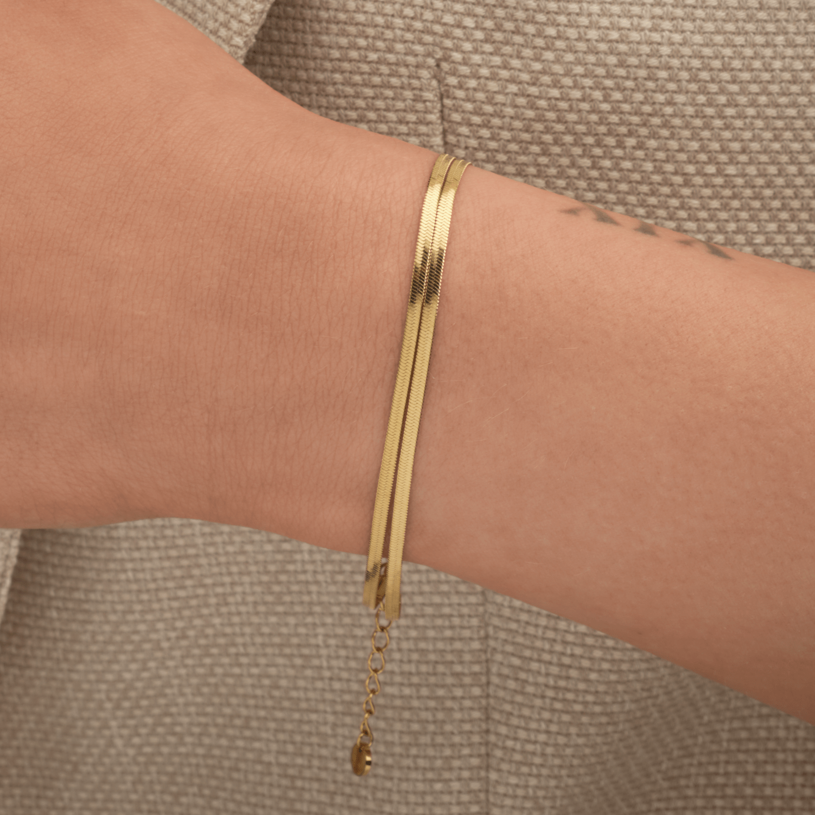 Tweelaags platte armband goud - Desieradenconcurrent.nl