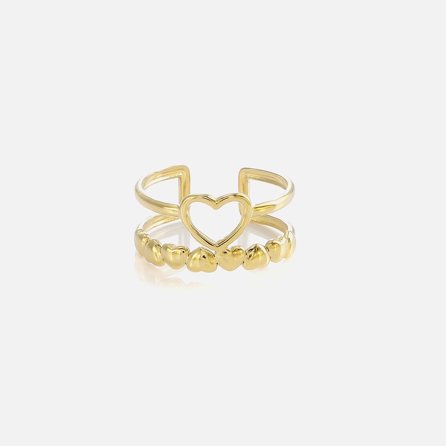 Tweelaags ring hart goud - Desieradenconcurrent.nl