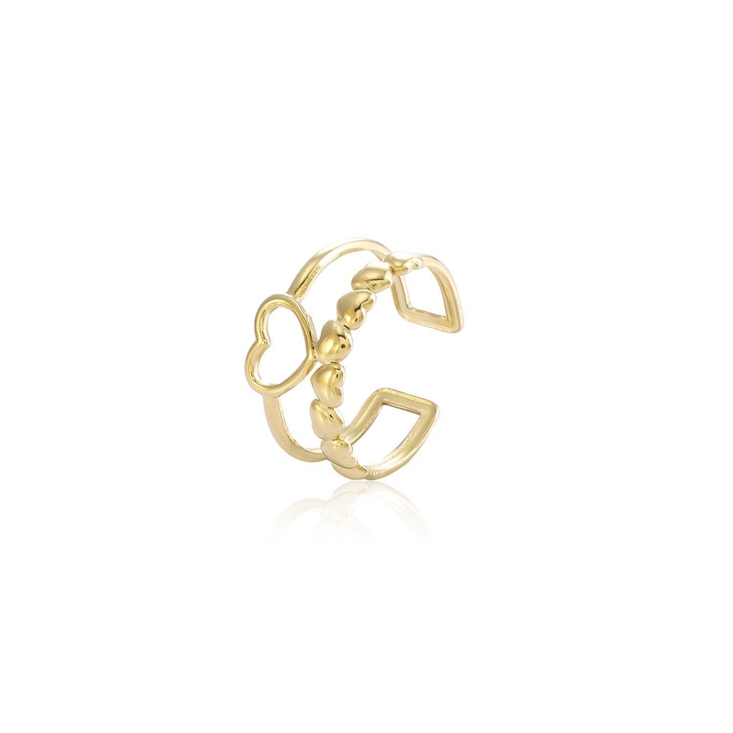 Tweelaags ring hart goud - Desieradenconcurrent.nl