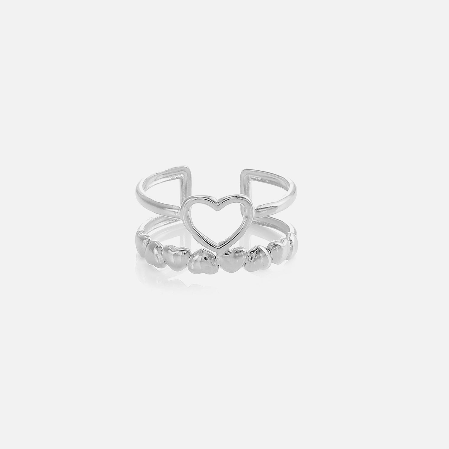 Tweelaags ring hart zilver - Desieradenconcurrent.nl