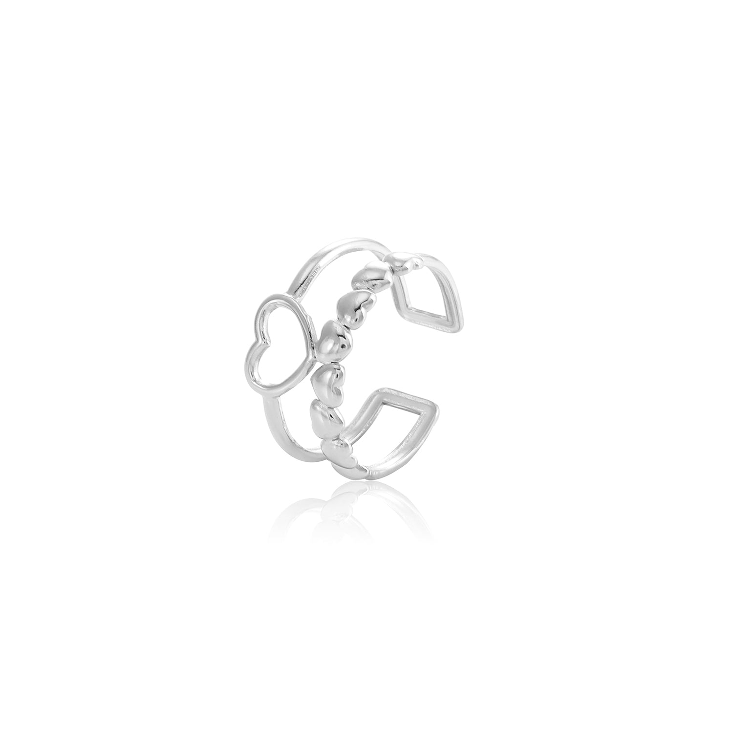 Tweelaags ring hart zilver - Desieradenconcurrent.nl