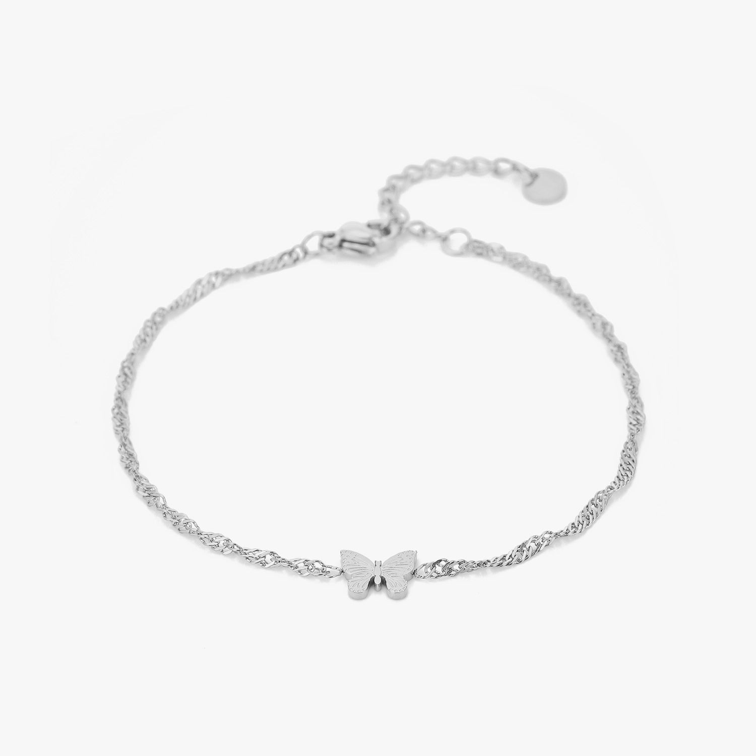 Dames armband zilver met vlinder. Teken van vijheid.